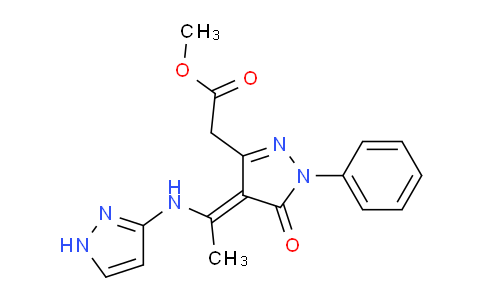 CAS No. 1160226-79-8, Methyl 2-(4-(1-((1H-pyrazol-3-yl)amino)ethylidene)-5-oxo-1-phenyl-4,5-dihydro-1H-pyrazol-3-yl)acetate