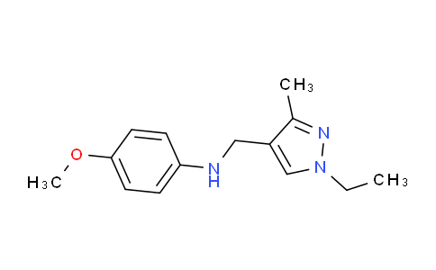 CAS No. 1006340-83-5, N-((1-Ethyl-3-methyl-1H-pyrazol-4-yl)methyl)-4-methoxyaniline