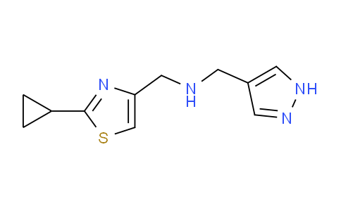 CAS No. 1427015-02-8, N-((1H-Pyrazol-4-yl)methyl)-1-(2-cyclopropylthiazol-4-yl)methanamine