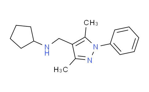 CAS No. 1156760-52-9, N-((3,5-Dimethyl-1-phenyl-1H-pyrazol-4-yl)methyl)cyclopentanamine