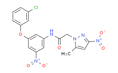 CAS No. 321142-91-0, N-(3-(3-Chlorophenoxy)-5-nitrophenyl)-2-(5-methyl-3-nitro-1H-pyrazol-1-yl)acetamide
