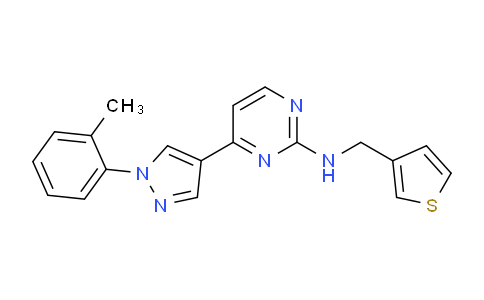 CAS No. 1185554-32-8, N-(Thiophen-3-ylmethyl)-4-(1-(o-tolyl)-1H-pyrazol-4-yl)pyrimidin-2-amine