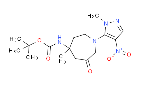 CAS No. 1801749-29-0, tert-Butyl (4-methyl-1-(1-methyl-4-nitro-1H-pyrazol-5-yl)-6-oxoazepan-4-yl)carbamate