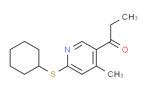 CAS No. 1355182-82-9, 1-(6-(Cyclohexylthio)-4-methylpyridin-3-yl)propan-1-one