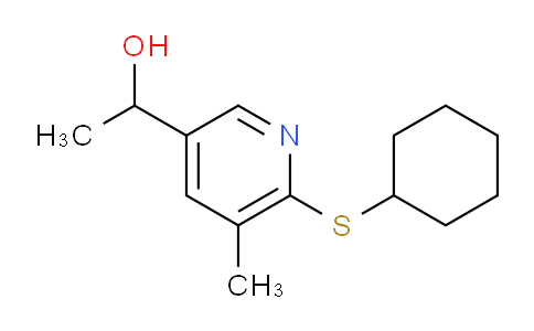 CAS No. 1355178-00-5, 1-(6-(Cyclohexylthio)-5-methylpyridin-3-yl)ethanol