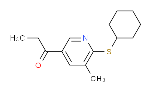 CAS No. 1355172-77-8, 1-(6-(Cyclohexylthio)-5-methylpyridin-3-yl)propan-1-one
