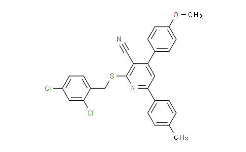 CAS No. 444153-66-6, 2-((2,4-Dichlorobenzyl)thio)-4-(4-methoxyphenyl)-6-(p-tolyl)nicotinonitrile