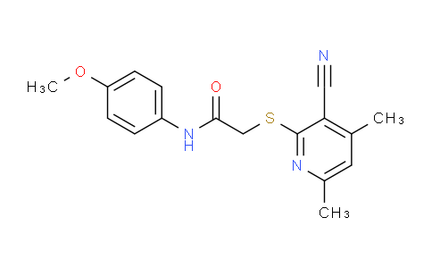 CAS No. 313380-16-4, 2-((3-Cyano-4,6-dimethylpyridin-2-yl)thio)-N-(4-methoxyphenyl)acetamide