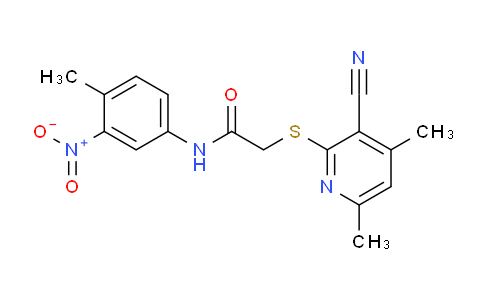 CAS No. 332161-14-5, 2-((3-Cyano-4,6-dimethylpyridin-2-yl)thio)-N-(4-methyl-3-nitrophenyl)acetamide
