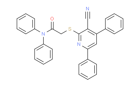 CAS No. 333766-07-7, 2-((3-Cyano-4,6-diphenylpyridin-2-yl)thio)-N,N-diphenylacetamide