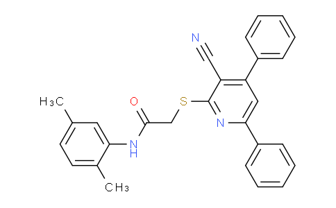 CAS No. 336180-23-5, 2-((3-Cyano-4,6-diphenylpyridin-2-yl)thio)-N-(2,5-dimethylphenyl)acetamide