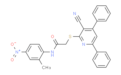 CAS No. 336180-48-4, 2-((3-Cyano-4,6-diphenylpyridin-2-yl)thio)-N-(2-methyl-4-nitrophenyl)acetamide