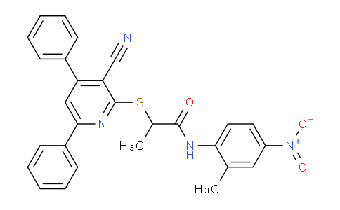 CAS No. 336180-28-0, 2-((3-Cyano-4,6-diphenylpyridin-2-yl)thio)-N-(2-methyl-4-nitrophenyl)propanamide