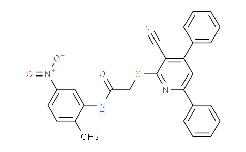CAS No. 332053-20-0, 2-((3-Cyano-4,6-diphenylpyridin-2-yl)thio)-N-(2-methyl-5-nitrophenyl)acetamide