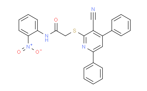 CAS No. 332053-13-1, 2-((3-Cyano-4,6-diphenylpyridin-2-yl)thio)-N-(2-nitrophenyl)acetamide