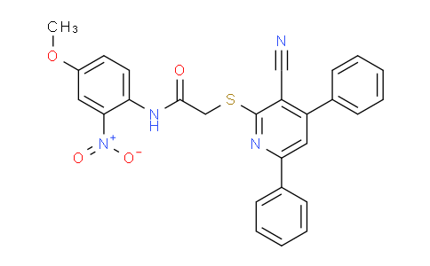 CAS No. 336180-37-1, 2-((3-Cyano-4,6-diphenylpyridin-2-yl)thio)-N-(4-methoxy-2-nitrophenyl)acetamide