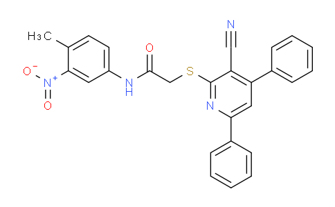 CAS No. 336180-36-0, 2-((3-Cyano-4,6-diphenylpyridin-2-yl)thio)-N-(4-methyl-3-nitrophenyl)acetamide