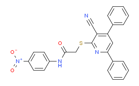 CAS No. 332040-33-2, 2-((3-Cyano-4,6-diphenylpyridin-2-yl)thio)-N-(4-nitrophenyl)acetamide