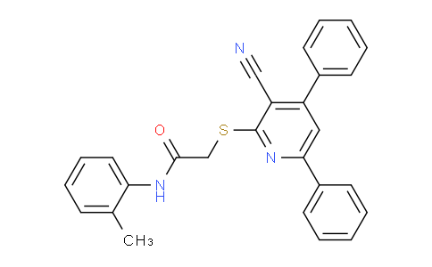 CAS No. 351441-69-5, 2-((3-Cyano-4,6-diphenylpyridin-2-yl)thio)-N-(o-tolyl)acetamide