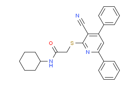 CAS No. 336180-16-6, 2-((3-Cyano-4,6-diphenylpyridin-2-yl)thio)-N-cyclohexylacetamide