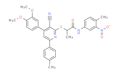 CAS No. 332100-62-6, 2-((3-Cyano-4-(3,4-dimethoxyphenyl)-6-(p-tolyl)pyridin-2-yl)thio)-N-(4-methyl-3-nitrophenyl)propanamide