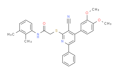 DY653368 | 444152-23-2 | 2-((3-Cyano-4-(3,4-dimethoxyphenyl)-6-phenylpyridin-2-yl)thio)-N-(2,3-dimethylphenyl)acetamide