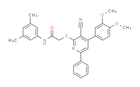CAS No. 337490-73-0, 2-((3-Cyano-4-(3,4-dimethoxyphenyl)-6-phenylpyridin-2-yl)thio)-N-(3,5-dimethylphenyl)acetamide