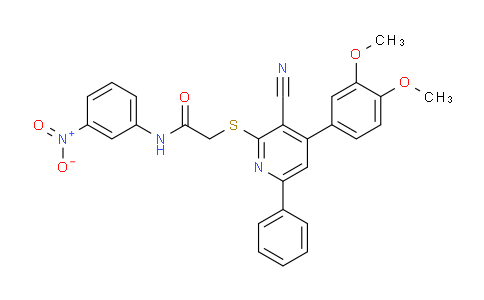 CAS No. 332018-57-2, 2-((3-Cyano-4-(3,4-dimethoxyphenyl)-6-phenylpyridin-2-yl)thio)-N-(3-nitrophenyl)acetamide