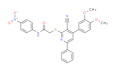CAS No. 332018-56-1, 2-((3-Cyano-4-(3,4-dimethoxyphenyl)-6-phenylpyridin-2-yl)thio)-N-(4-nitrophenyl)acetamide