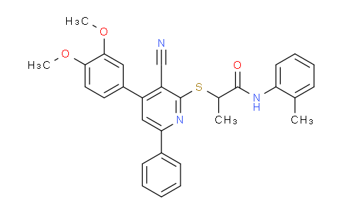 CAS No. 337499-33-9, 2-((3-Cyano-4-(3,4-dimethoxyphenyl)-6-phenylpyridin-2-yl)thio)-N-(o-tolyl)propanamide