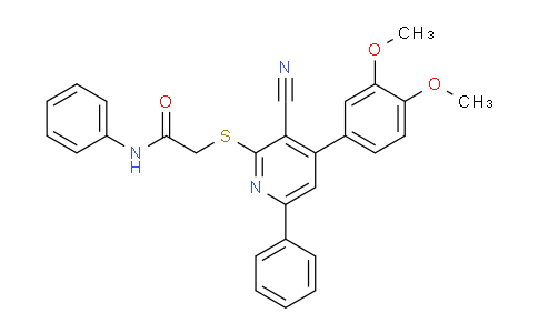 CAS No. 332018-55-0, 2-((3-Cyano-4-(3,4-dimethoxyphenyl)-6-phenylpyridin-2-yl)thio)-N-phenylacetamide