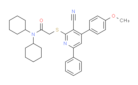 CAS No. 332101-03-8, 2-((3-Cyano-4-(4-methoxyphenyl)-6-phenylpyridin-2-yl)thio)-N,N-dicyclohexylacetamide