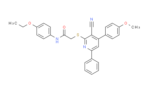 CAS No. 332101-80-1, 2-((3-Cyano-4-(4-methoxyphenyl)-6-phenylpyridin-2-yl)thio)-N-(4-ethoxyphenyl)acetamide