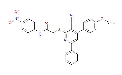 CAS No. 332018-70-9, 2-((3-Cyano-4-(4-methoxyphenyl)-6-phenylpyridin-2-yl)thio)-N-(4-nitrophenyl)acetamide