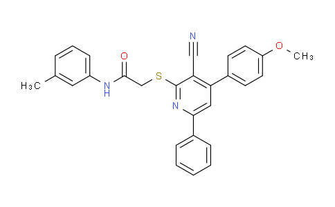 CAS No. 334497-71-1, 2-((3-Cyano-4-(4-methoxyphenyl)-6-phenylpyridin-2-yl)thio)-N-(m-tolyl)acetamide