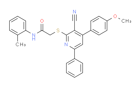 CAS No. 339156-60-4, 2-((3-Cyano-4-(4-methoxyphenyl)-6-phenylpyridin-2-yl)thio)-N-(o-tolyl)acetamide