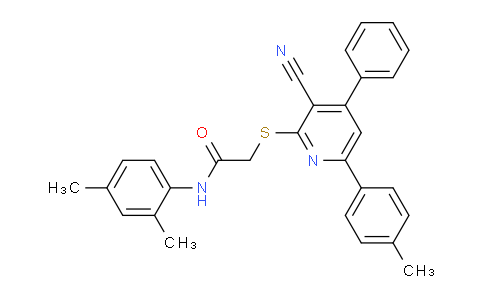 CAS No. 332053-26-6, 2-((3-Cyano-4-phenyl-6-(p-tolyl)pyridin-2-yl)thio)-N-(2,4-dimethylphenyl)acetamide