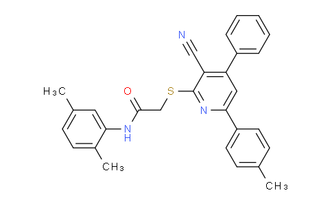 CAS No. 332100-72-8, 2-((3-Cyano-4-phenyl-6-(p-tolyl)pyridin-2-yl)thio)-N-(2,5-dimethylphenyl)acetamide