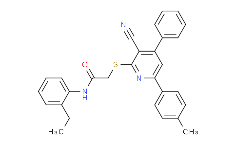 CAS No. 332154-83-3, 2-((3-Cyano-4-phenyl-6-(p-tolyl)pyridin-2-yl)thio)-N-(2-ethylphenyl)acetamide