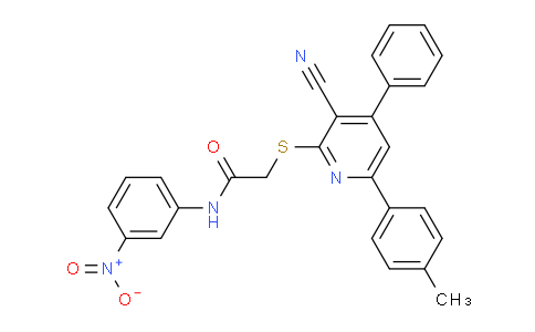 CAS No. 332053-22-2, 2-((3-Cyano-4-phenyl-6-(p-tolyl)pyridin-2-yl)thio)-N-(3-nitrophenyl)acetamide