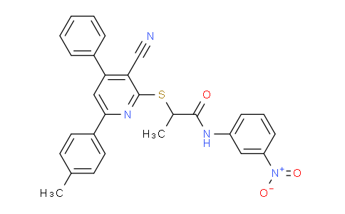 CAS No. 332114-43-9, 2-((3-Cyano-4-phenyl-6-(p-tolyl)pyridin-2-yl)thio)-N-(3-nitrophenyl)propanamide