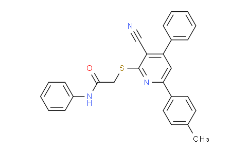 CAS No. 332053-25-5, 2-((3-Cyano-4-phenyl-6-(p-tolyl)pyridin-2-yl)thio)-N-phenylacetamide