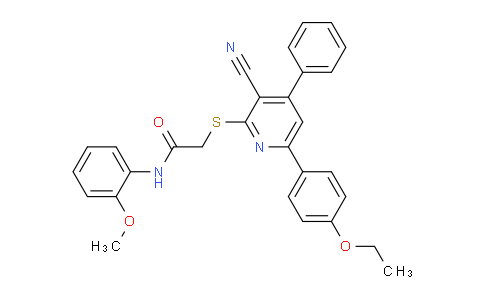 CAS No. 332376-13-3, 2-((3-Cyano-6-(4-ethoxyphenyl)-4-phenylpyridin-2-yl)thio)-N-(2-methoxyphenyl)acetamide