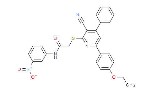 CAS No. 334497-78-8, 2-((3-Cyano-6-(4-ethoxyphenyl)-4-phenylpyridin-2-yl)thio)-N-(3-nitrophenyl)acetamide