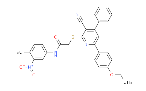 CAS No. 332101-28-7, 2-((3-Cyano-6-(4-ethoxyphenyl)-4-phenylpyridin-2-yl)thio)-N-(4-methyl-3-nitrophenyl)acetamide