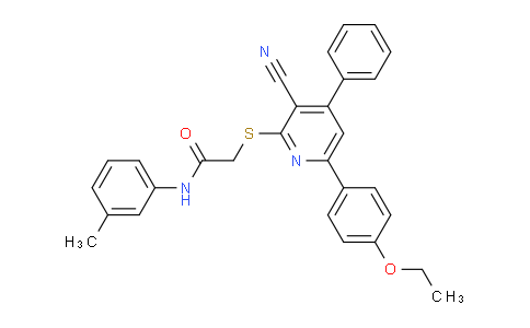 CAS No. 334497-75-5, 2-((3-Cyano-6-(4-ethoxyphenyl)-4-phenylpyridin-2-yl)thio)-N-(m-tolyl)acetamide