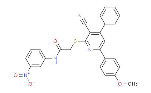 CAS No. 333341-63-2, 2-((3-Cyano-6-(4-methoxyphenyl)-4-phenylpyridin-2-yl)thio)-N-(3-nitrophenyl)acetamide