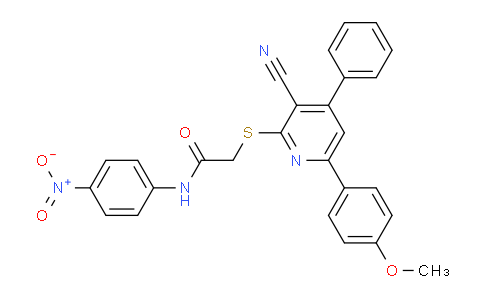 CAS No. 333341-73-4, 2-((3-Cyano-6-(4-methoxyphenyl)-4-phenylpyridin-2-yl)thio)-N-(4-nitrophenyl)acetamide