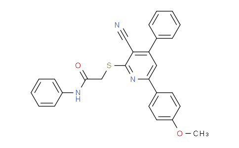 CAS No. 333341-72-3, 2-((3-Cyano-6-(4-methoxyphenyl)-4-phenylpyridin-2-yl)thio)-N-phenylacetamide