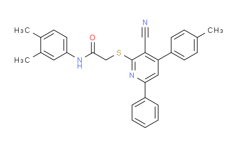 CAS No. 332127-52-3, 2-((3-Cyano-6-phenyl-4-(p-tolyl)pyridin-2-yl)thio)-N-(3,4-dimethylphenyl)acetamide